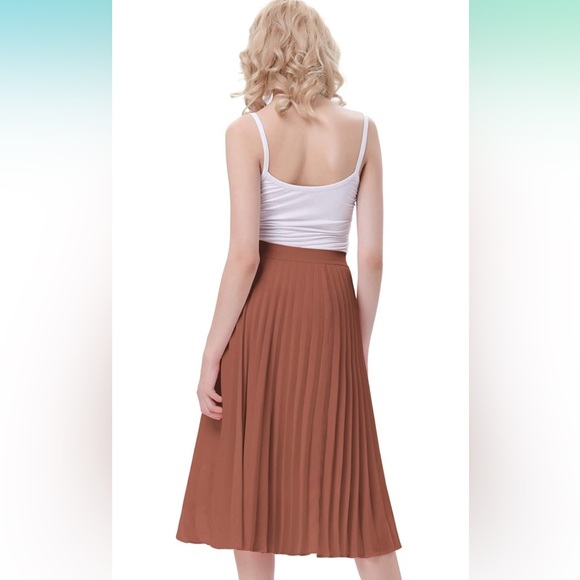 Kate Kasin Women's High Waist Pleated A-Line Swing Skirt XL Rose - Picture 2 of 7